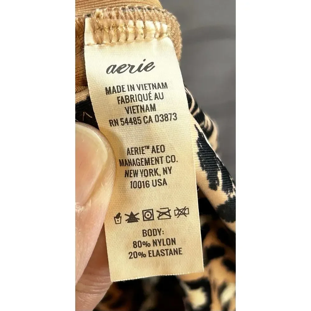 Aerie AE Leopard Print Full Coverage Wrap One Piece Monokini Swimsuit Size Large - Picture 5 of 6